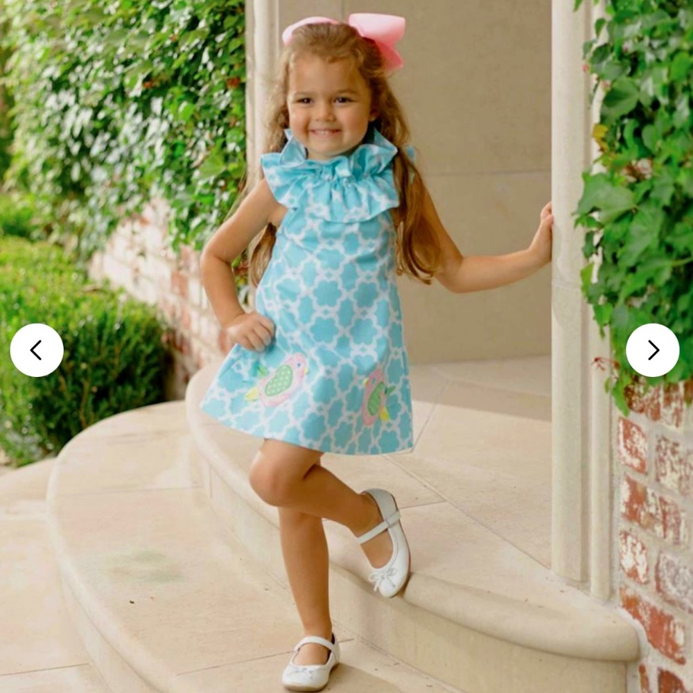 MUD PIE Little Girls Embroidered Birds Summer Blue Dress Size 4T NWT